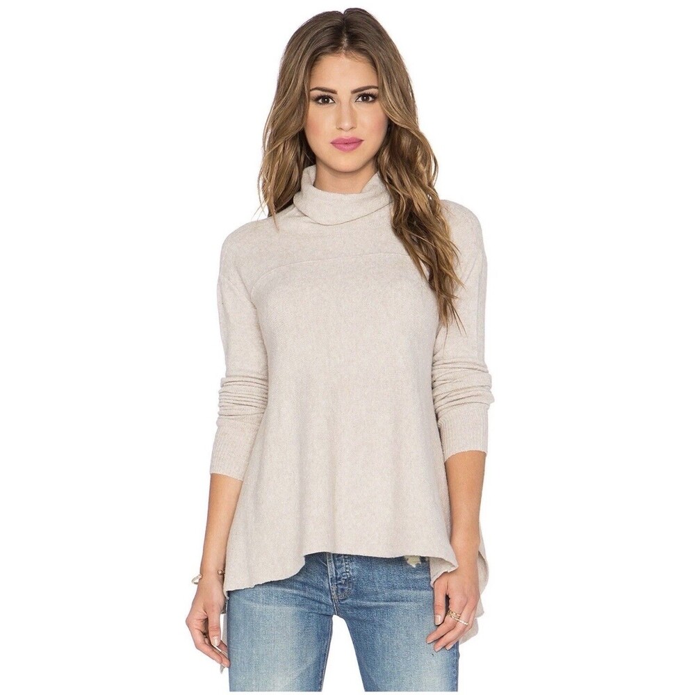 Free People Drape Drape Womens Size Large Oatmeal Knit Pullover Sweater Oversize